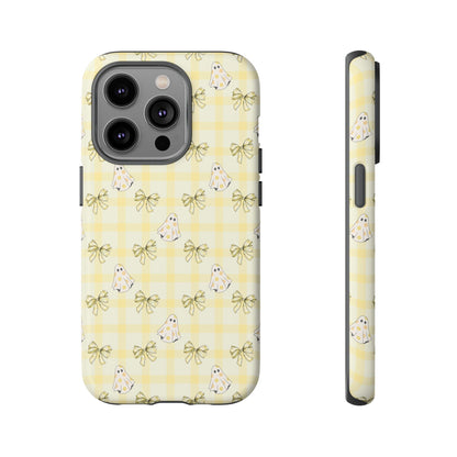 Yellow Gingham Ghosts & Bows iPhone Tough Case