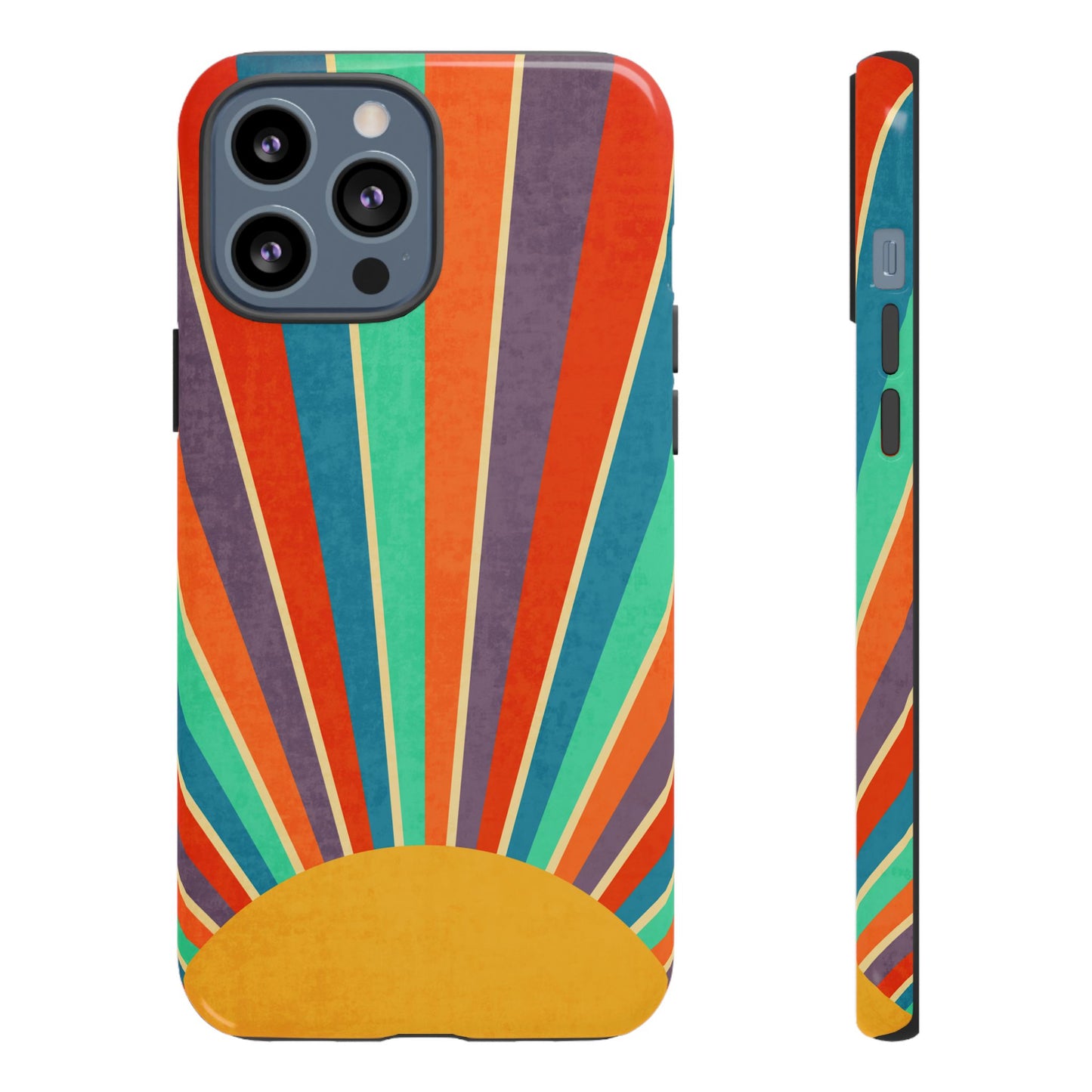 Retro Rainbow Sunburst Tough iPhone Case