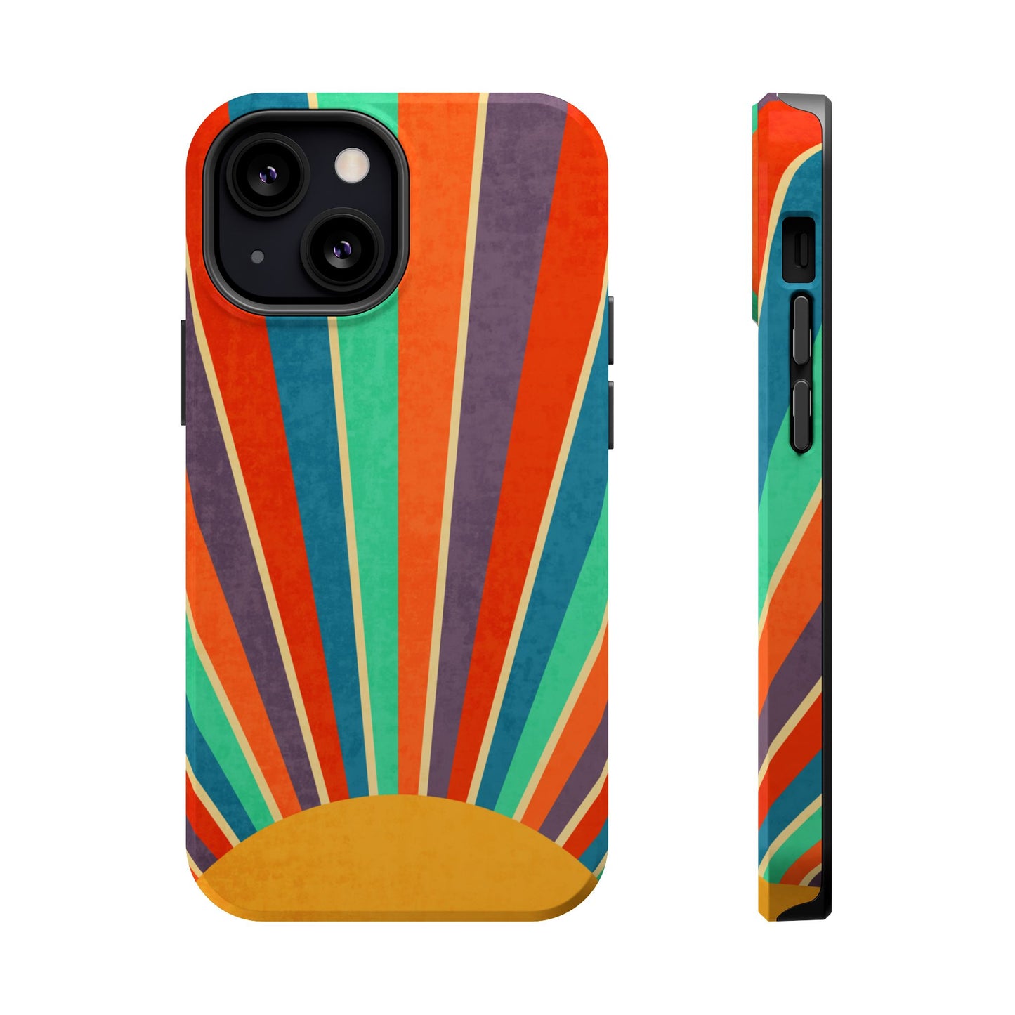 Retro Rainbow Sunburst MagSafe® Tough iPhone Case