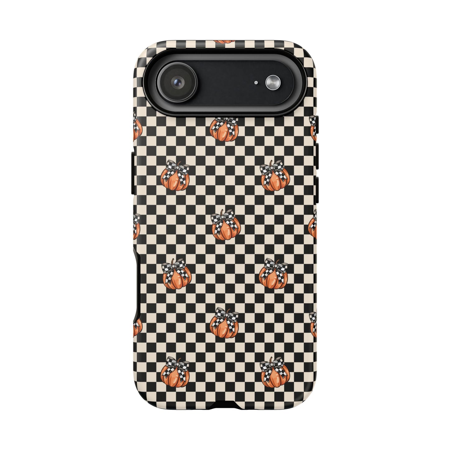 Checkered Cute Pumpkins & Bows iPhone Tough Case