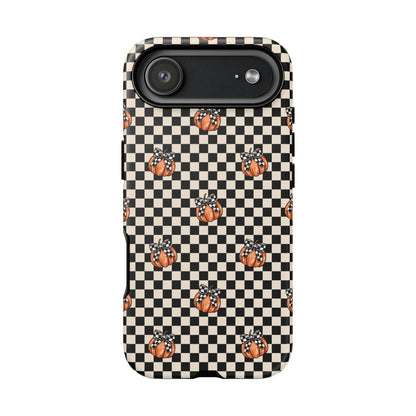 Checkered Cute Pumpkins & Bows iPhone Tough Case