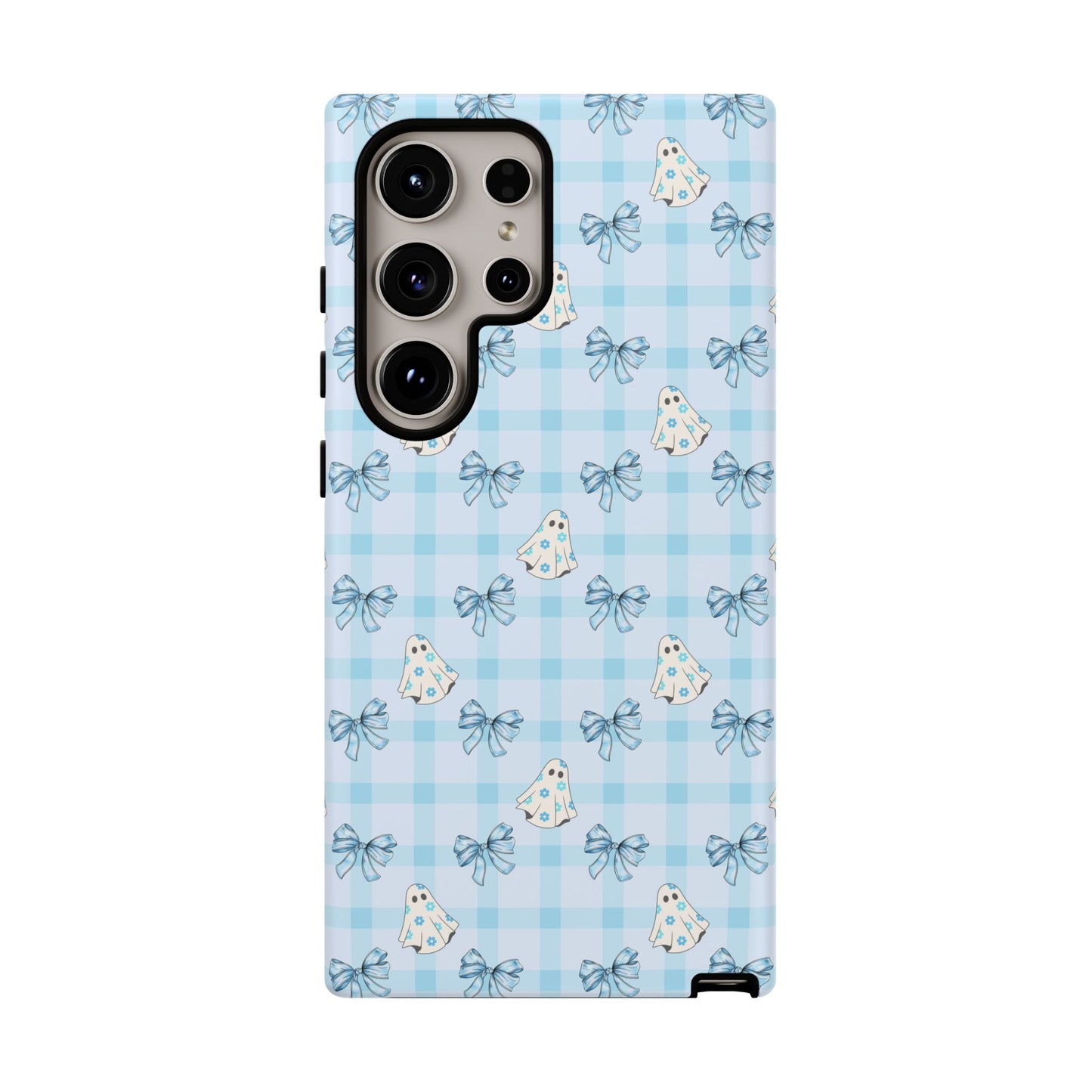 Blue Gingham Ghosts & Bows Samsung Galaxy Tough Case