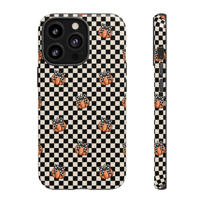 Checkered Cute Pumpkins & Bows iPhone Tough Case