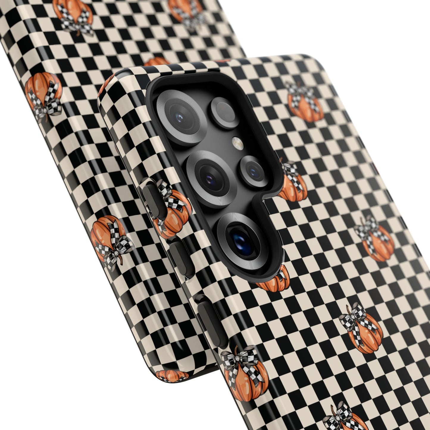Checkered Cute Pumpkins & Bows Samsung Galaxy Tough Case
