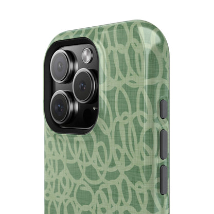 Sage Green Scribble Loops MagSafe® iPhone Tough Case