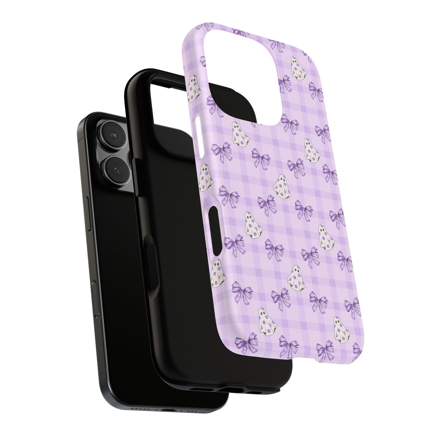 Purple Gingham Ghosts & Bows iPhone Tough Case
