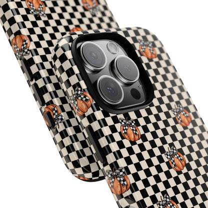 Checkered Cute Pumpkins & Bows iPhone Tough Case