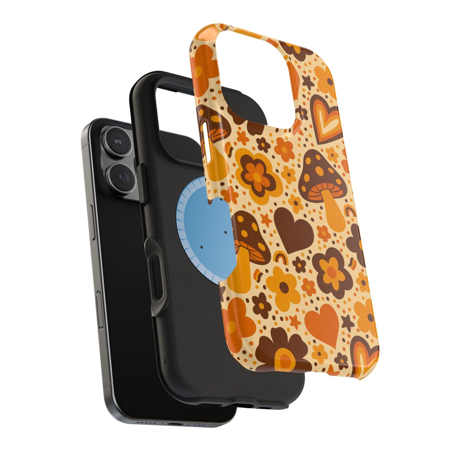 Groovy Harvest Mushrooms, Hearts and Flowers MagSafe® iPhone Tough Case
