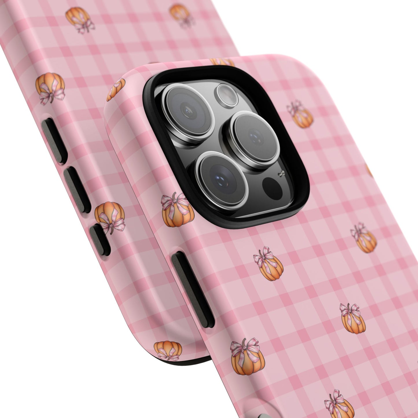Pink Gingham Pumpkins iPhone Tough Case