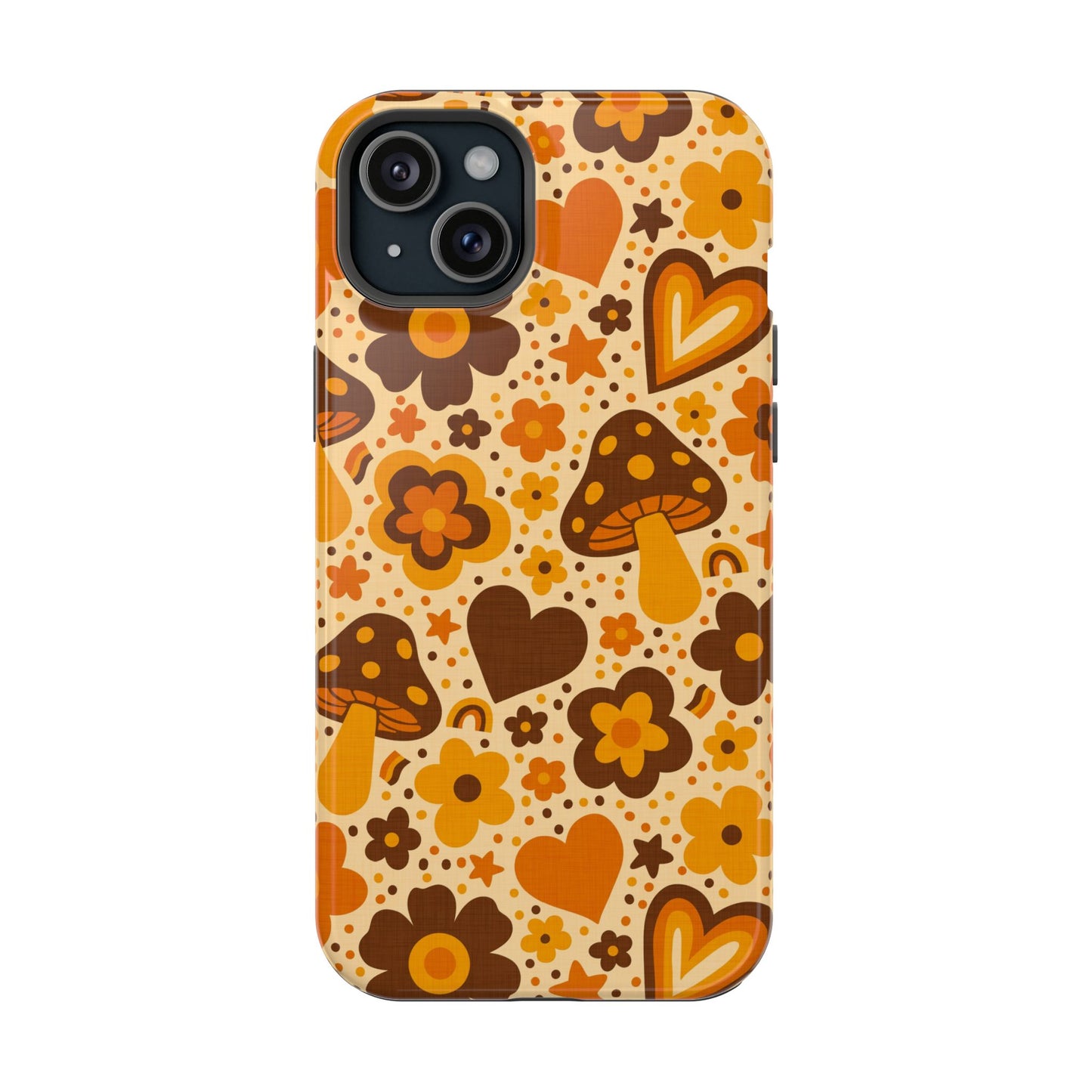 Groovy Harvest Mushrooms, Hearts and Flowers MagSafe® iPhone Tough Case