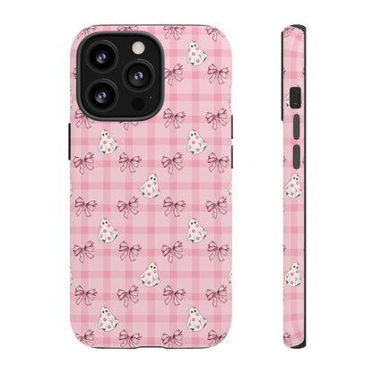 Pink Gingham Ghosts & Bows iPhone Tough Case