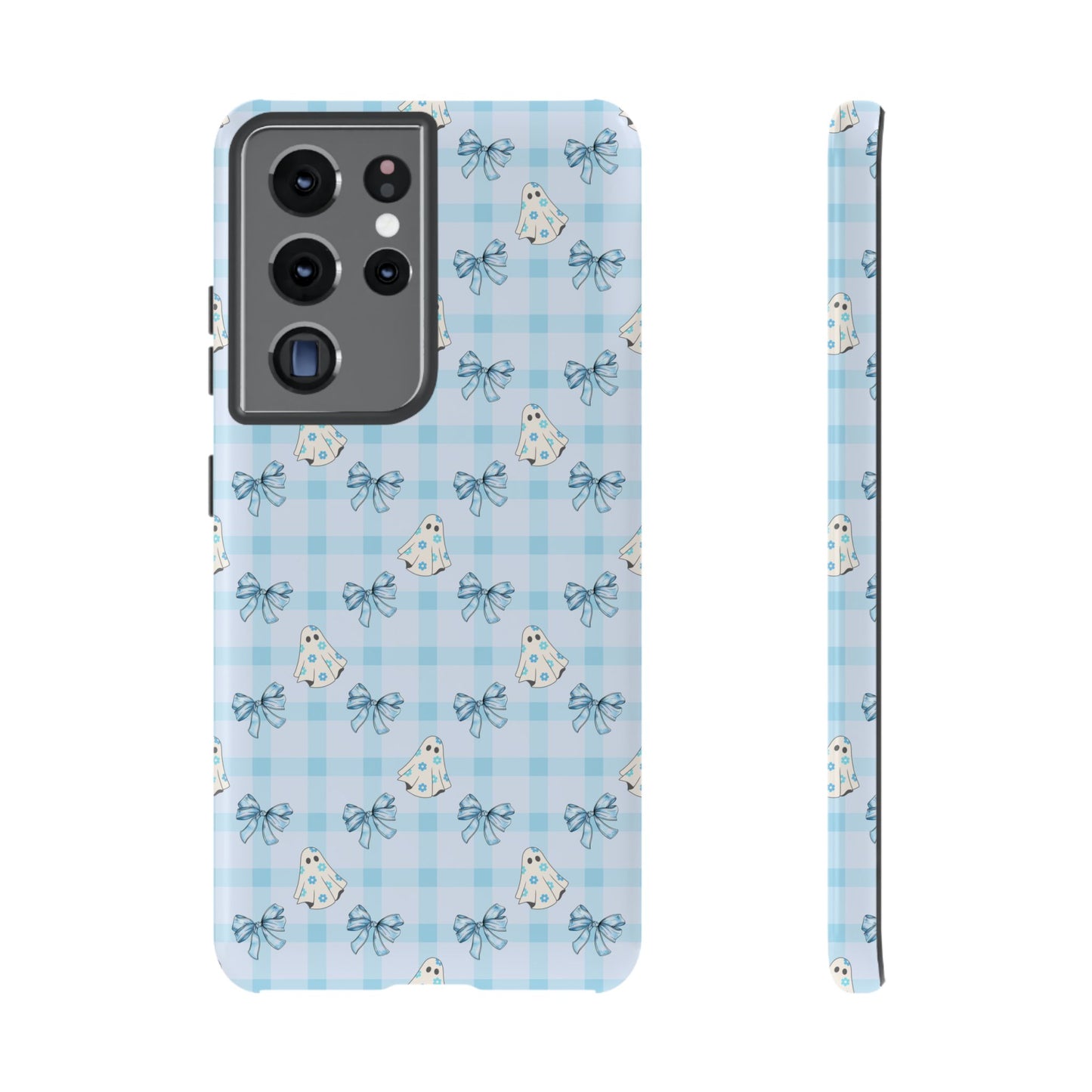 Blue Gingham Ghosts & Bows Samsung Galaxy Tough Case