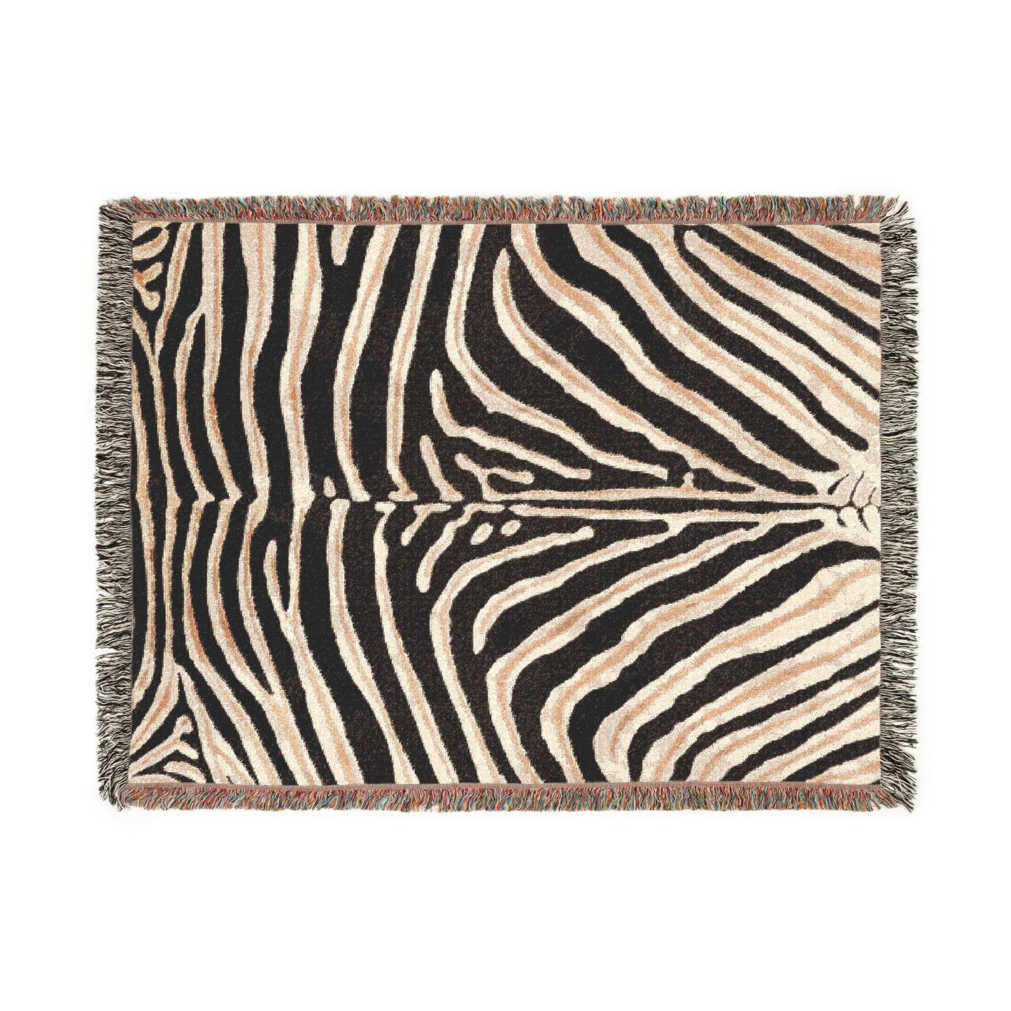 Zebra Print Woven Blanket | Black White Striped Throw