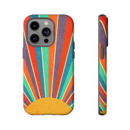 Retro Rainbow Sunburst Tough iPhone Case