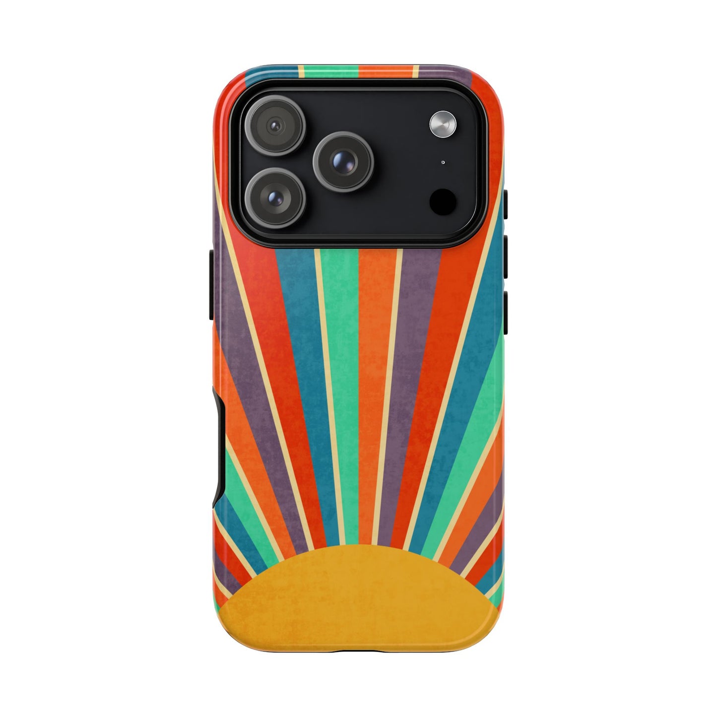 Retro Rainbow Sunburst Tough iPhone Case