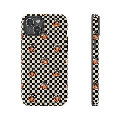 Checkered Cute Pumpkins & Bows iPhone Tough Case