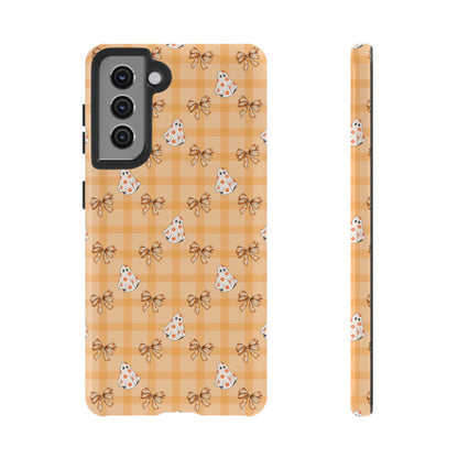 Orange Gingham Ghosts & Bows Samsung Galaxy Tough Case