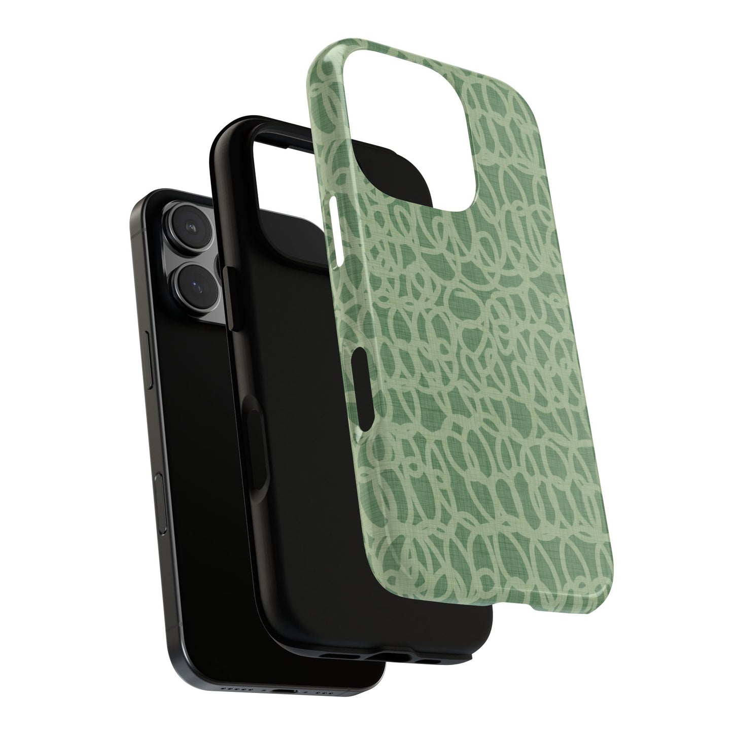 Sage Green Scribble Loops iPhone Tough Case