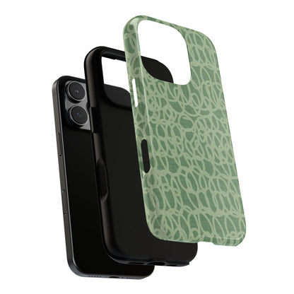 Sage Green Scribble Loops iPhone Tough Case