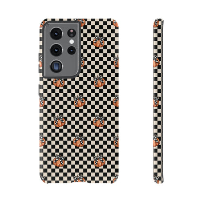 Checkered Cute Pumpkins & Bows Samsung Galaxy Tough Case