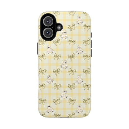 Yellow Gingham Ghosts & Bows iPhone Tough Case