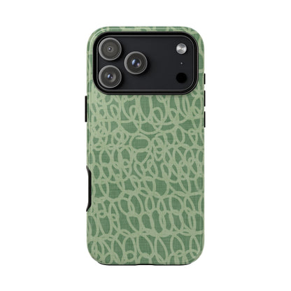 Sage Green Scribble Loops iPhone Tough Case