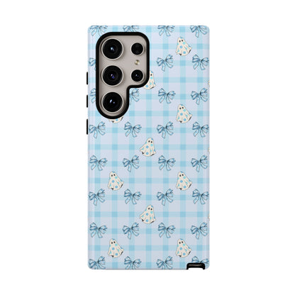 Blue Gingham Ghosts & Bows Samsung Galaxy Tough Case
