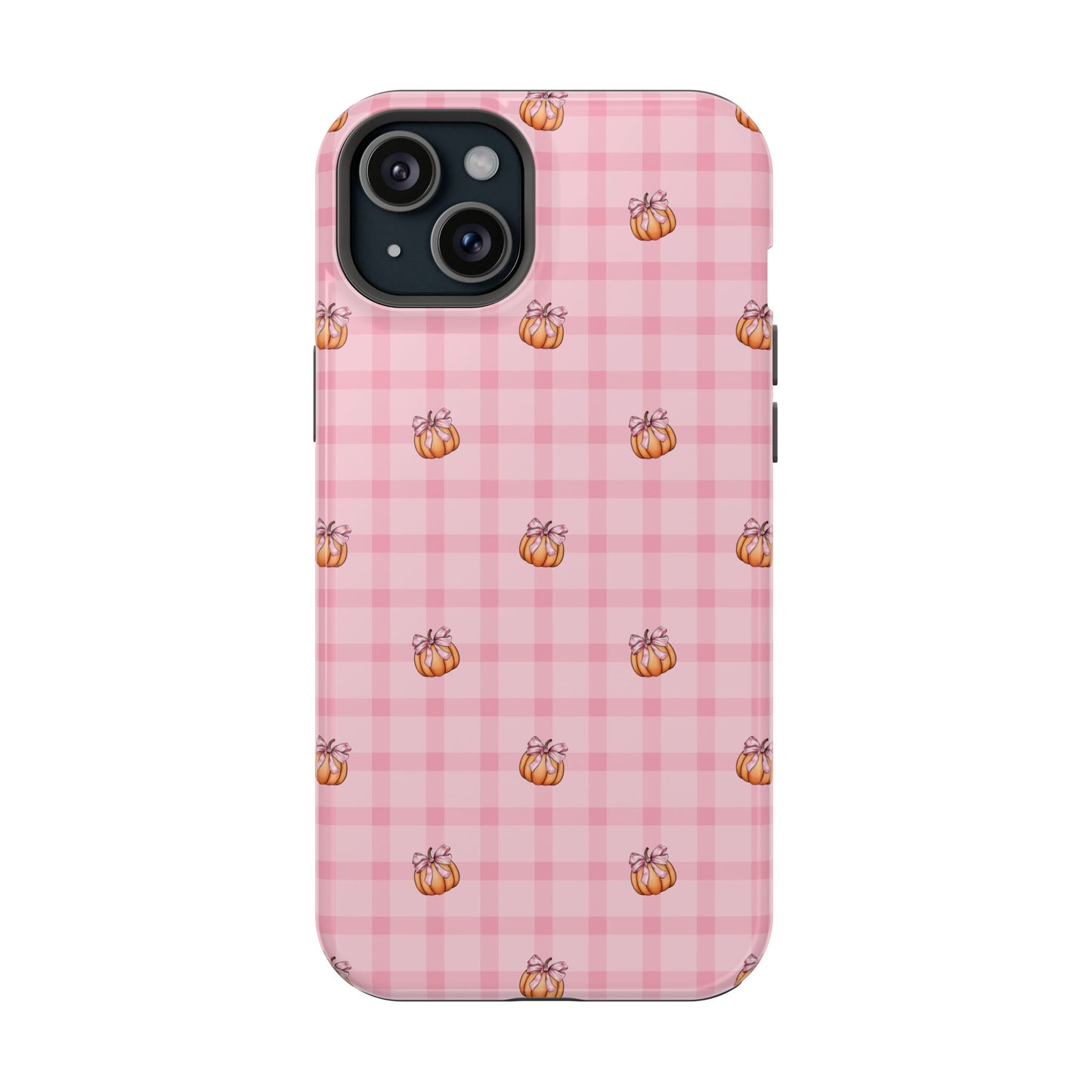 Pink Gingham Pumpkins MagSafe® iPhone Tough Case