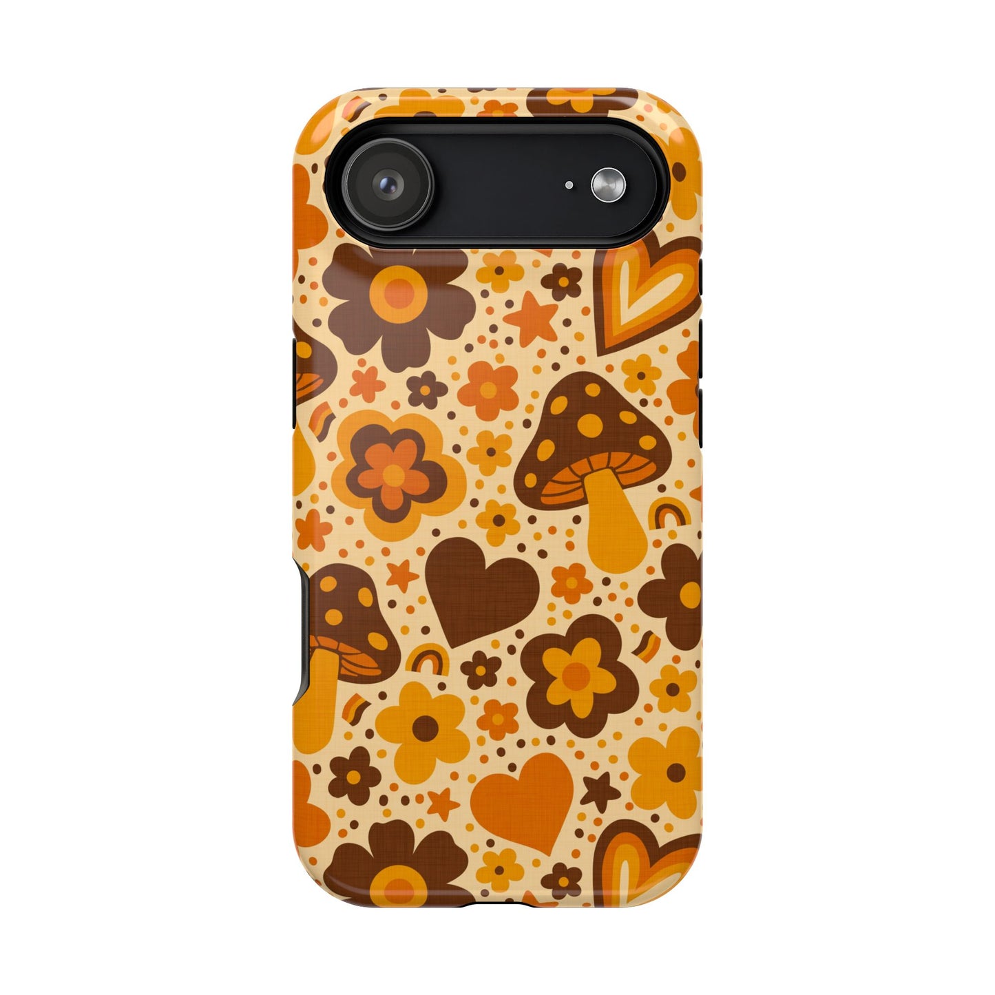 Groovy Harvest Mushrooms, Hearts and Flowers MagSafe® iPhone Tough Case