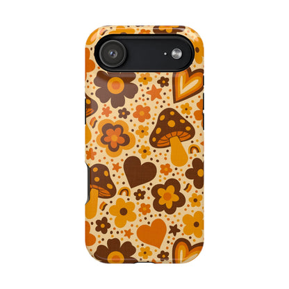 Groovy Harvest Mushrooms, Hearts and Flowers MagSafe® iPhone Tough Case