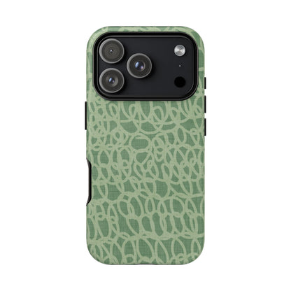 Sage Green Scribble Loops iPhone Tough Case