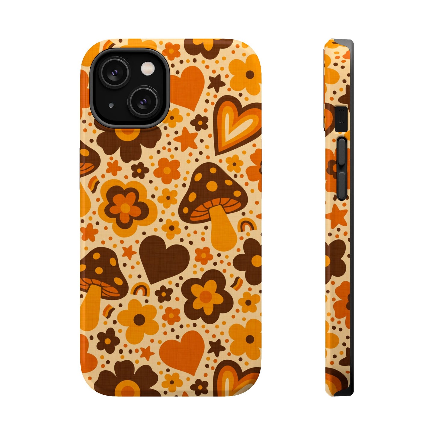 Groovy Harvest Mushrooms, Hearts and Flowers MagSafe® iPhone Tough Case