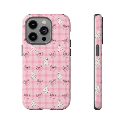 Pink Gingham Ghosts & Bows iPhone Tough Case