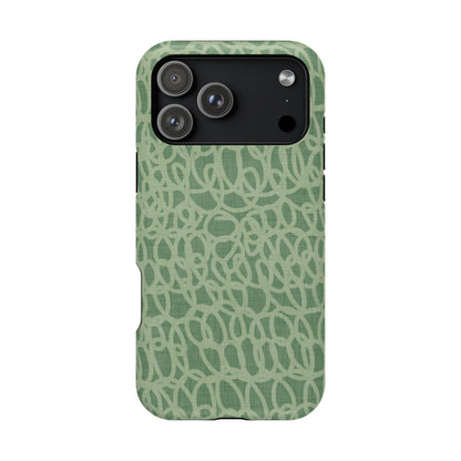Sage Green Scribble Loops MagSafe® iPhone Tough Case