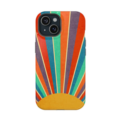 Retro Rainbow Sunburst MagSafe® Tough iPhone Case