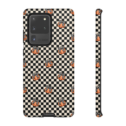 Checkered Cute Pumpkins & Bows Samsung Galaxy Tough Case