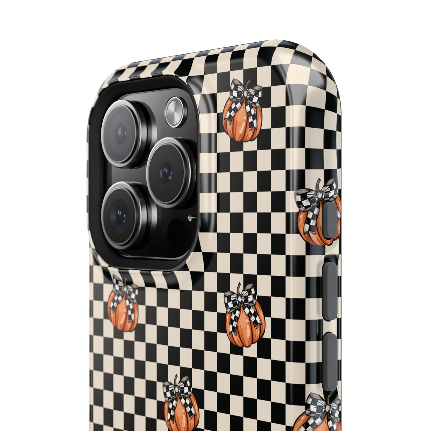 Checkered Cute Pumpkins & Bows MagSafe® iPhone Tough Case