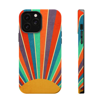 Retro Rainbow Sunburst MagSafe® Tough iPhone Case