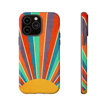 Retro Rainbow Sunburst Tough iPhone Case