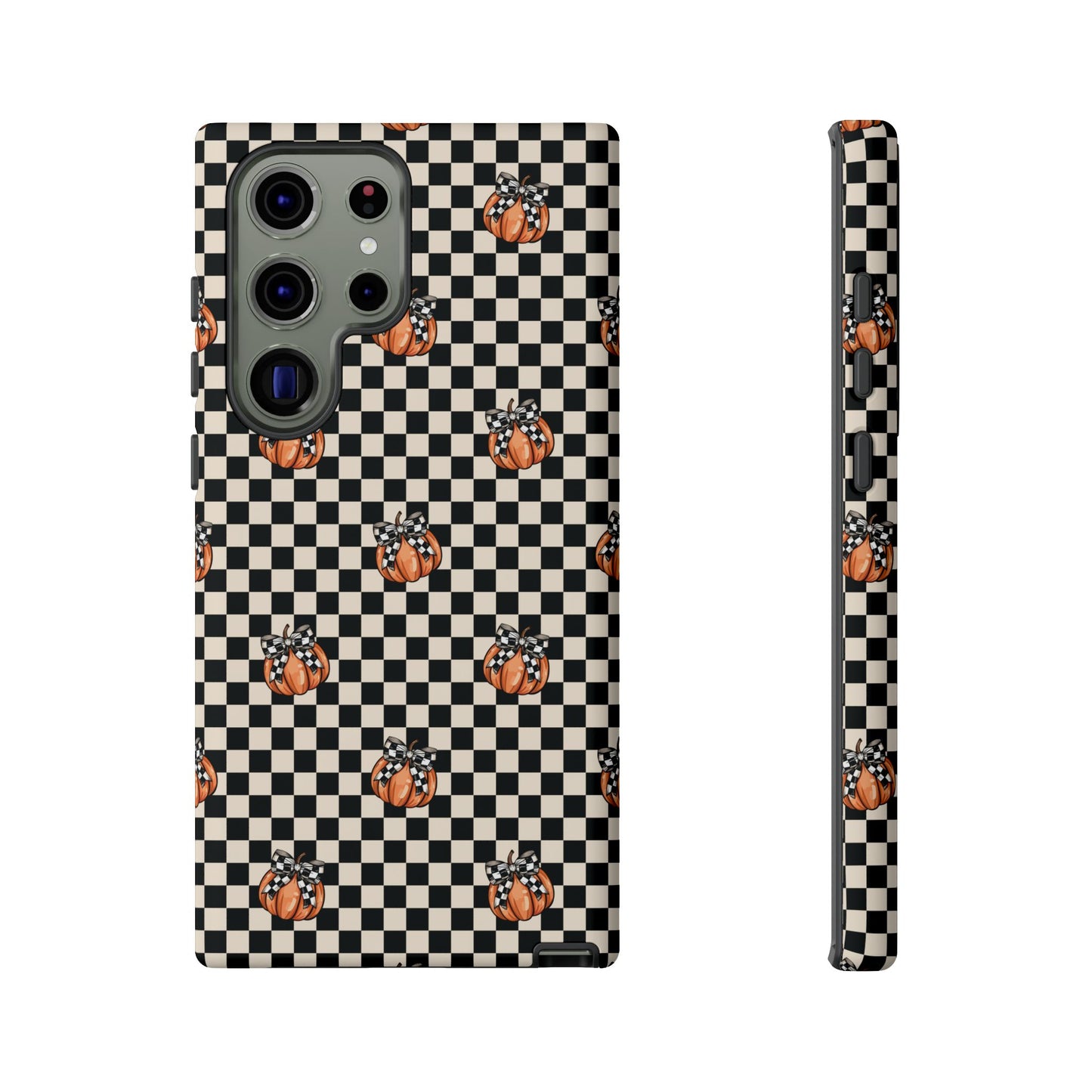 Checkered Cute Pumpkins & Bows Samsung Galaxy Tough Case