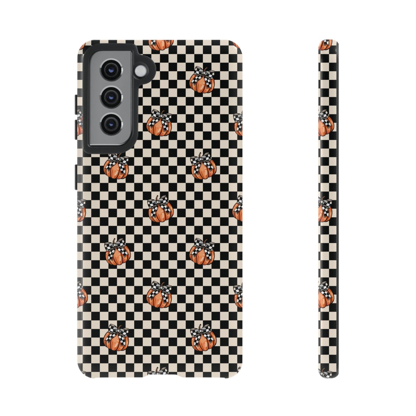 Checkered Cute Pumpkins & Bows Samsung Galaxy Tough Case