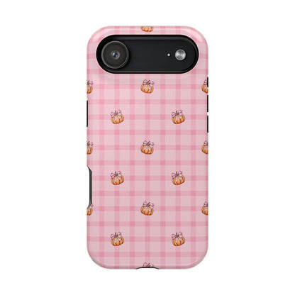 Pink Gingham Pumpkins MagSafe® iPhone Tough Case