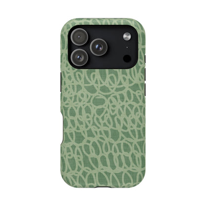 Sage Green Scribble Loops MagSafe® iPhone Tough Case