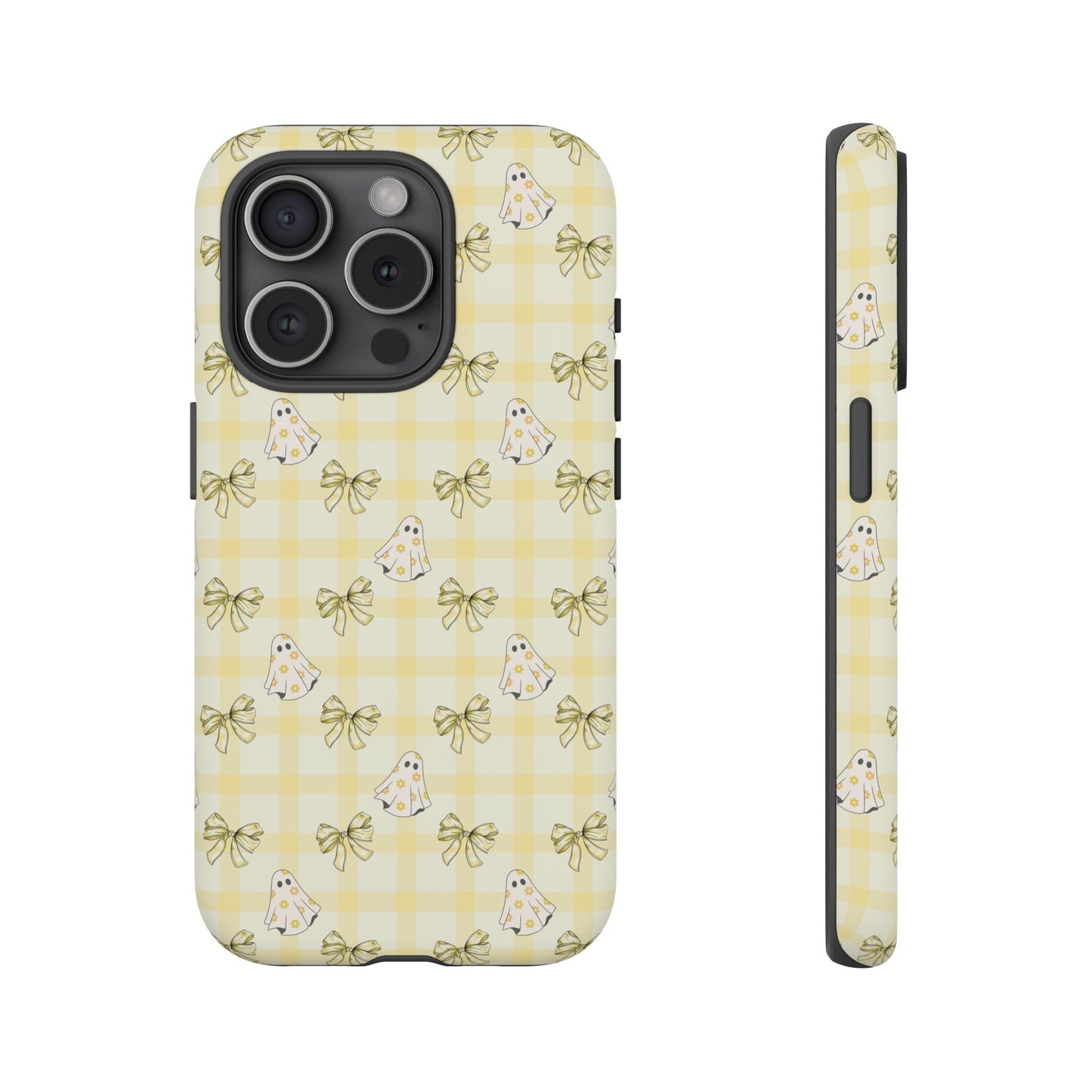 Yellow Gingham Ghosts & Bows iPhone Tough Case
