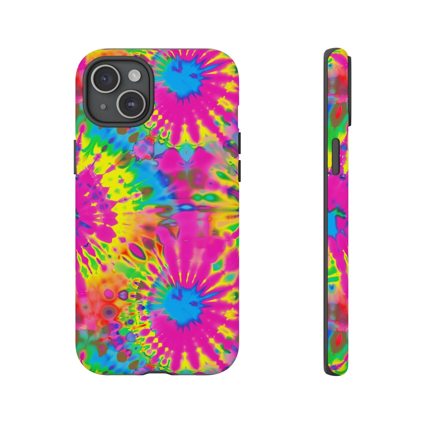 Neon Tie-Dye Burst Tough iPhone Case