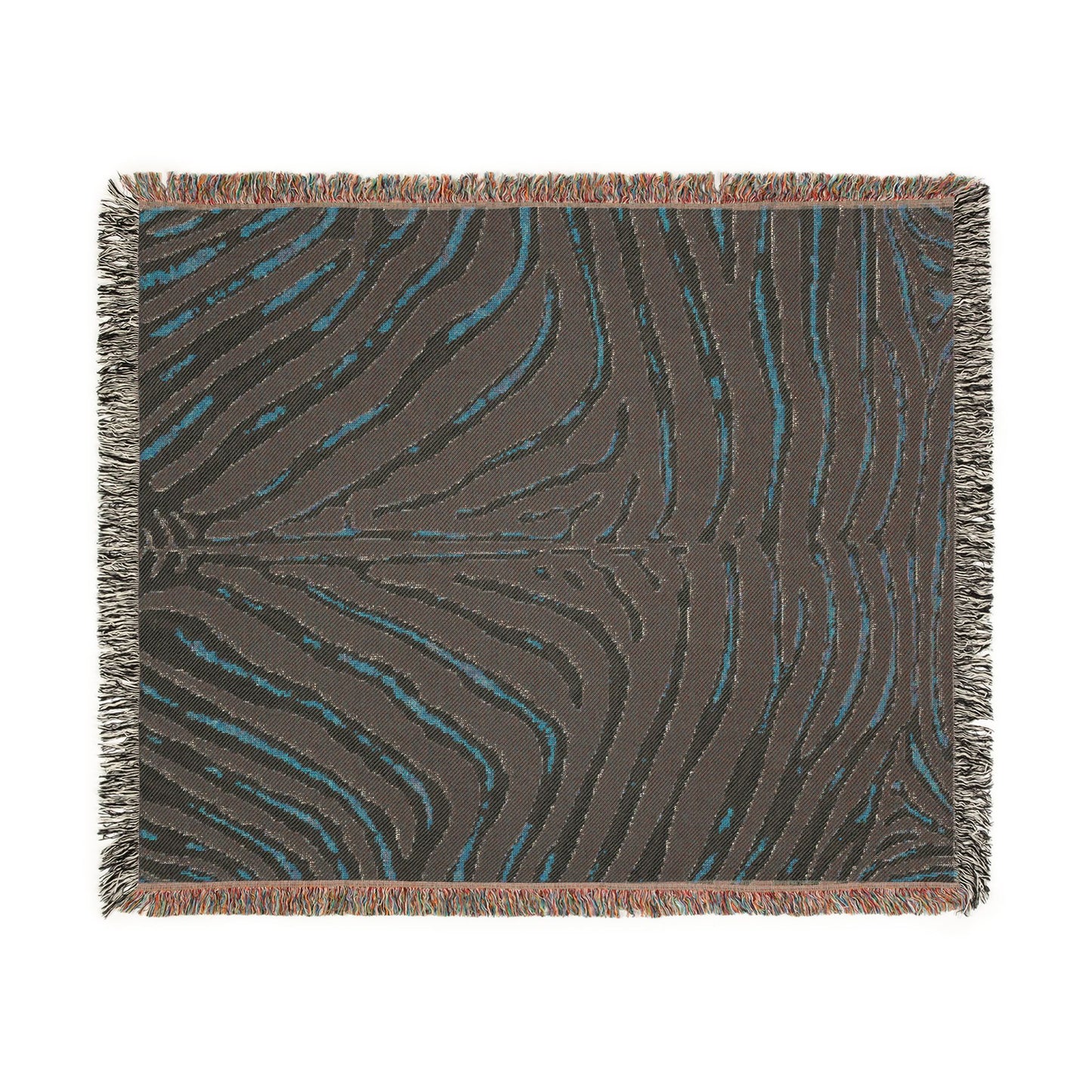 Zebra Print Woven Blanket | Black White Striped Throw