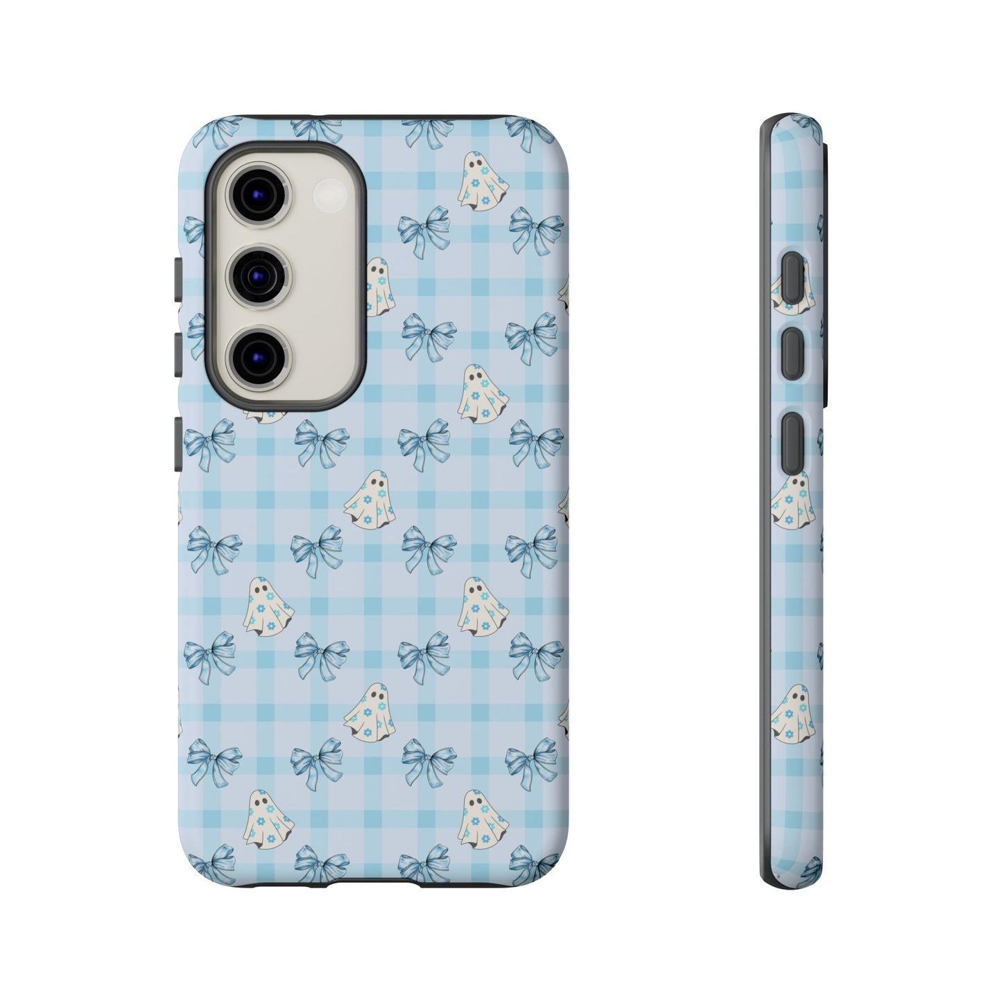 Blue Gingham Ghosts & Bows Samsung Galaxy Tough Case