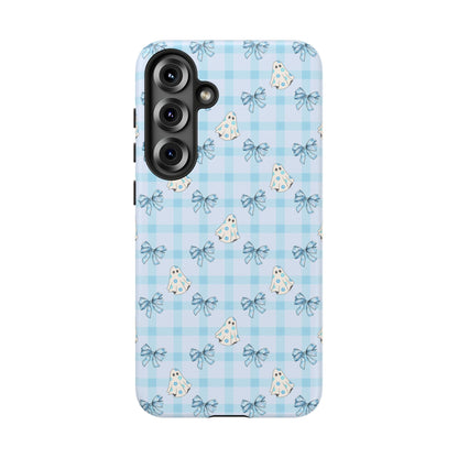 Blue Gingham Ghosts & Bows Samsung Galaxy Tough Case