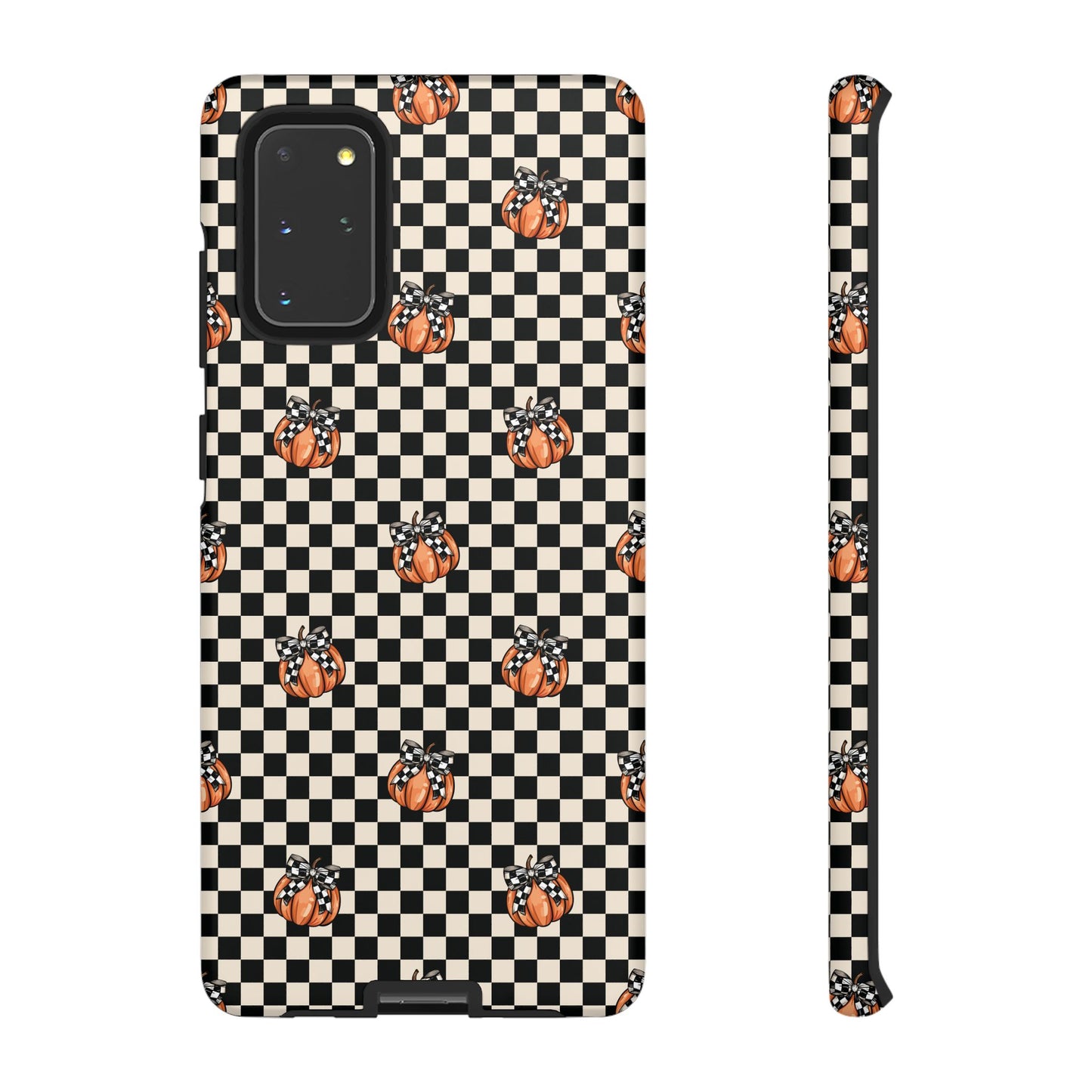 Checkered Cute Pumpkins & Bows Samsung Galaxy Tough Case