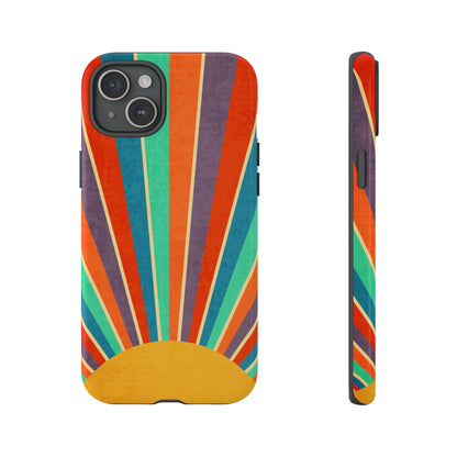 Retro Rainbow Sunburst Tough iPhone Case